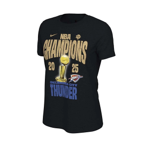 Nike Women's Oklahoma City Thunder 2025 NBA Champions All Over Print Confetti Limited Edition Locker Room T-Shirt