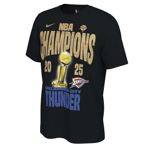 Oklahoma City Thunder 2025 Champions All Over Print Confetti Limited Edition Locker Room Nike T-Shirt XLarge Black