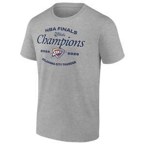Oklahoma City Thunder 2025 Finals Champions Celebration Fanatics T-Shirt Medium Steel