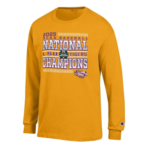 LSU Tigers Champion 2025 World Series Champions T-Shirt Small Yellow
