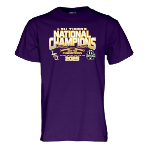 LSU Tigers Blue 84 World Series National Champions T-Shirt Large Purple