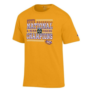 LSU Tigers Champion 2025 World Series Champions T-Shirt Large Yellow