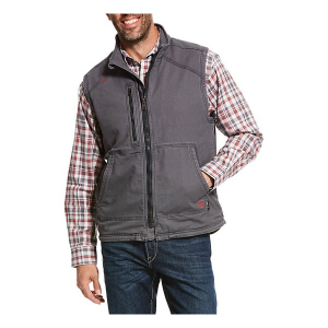 Men's Ariat Flame Resistant DuraLight Stretch Canvas Work Vest Medium Iron Grey Heather