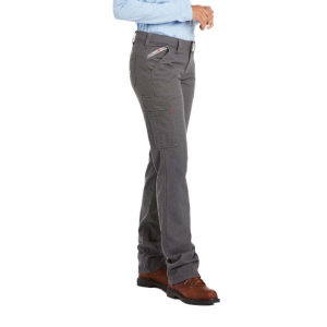 Women's Ariat Stretch DuraLight Canvas Stackable Straight Leg Cargo Pants 34 Iron Grey Heather