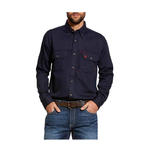 Men's Ariat FR Solid Vent Long Sleeve Button Up Shirt 2XLarge Navy