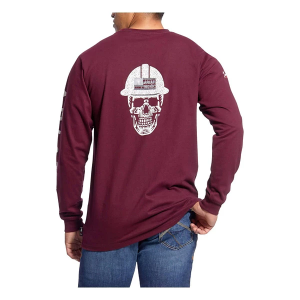 Men's Ariat FR Roughneck Skull Logo Long Sleeve T-Shirt Medium Malbec