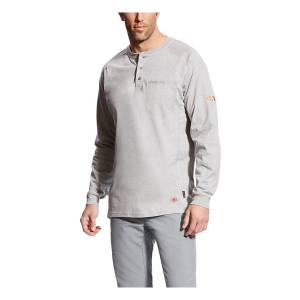 Men's Ariat FR Air Long Sleeve Henley Medium Silver Fox Heather