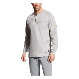 Men's Ariat FR Air Long Sleeve Henley Large Silver Fox Heather