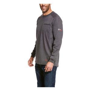 Men's Ariat FR Air Crew Long Sleeve T-Shirt Large Charcoal Heather