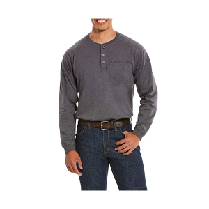 Men's Ariat FR Air Long Sleeve Henley Large Charcoal Heather