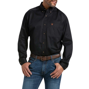 Men's Ariat Solid Twill Long Sleeve Button Up Shirt 3XLarge Tall Black