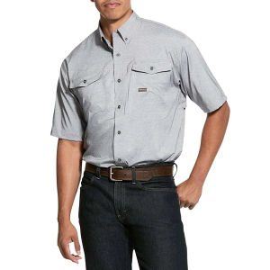 Men's Ariat Rebar Made Tough VentTEK DuraStretch Button Up Shirt 3XLarge Charcoal Heather