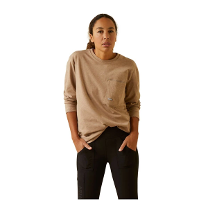 Women's Ariat Rebar Workman Union City Long Sleeve T-Shirt Small Oatmeal Heather