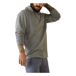Men's Ariat Rebar Cotton Strong Hooded Long Sleeve 1/4 Zip XLarge Heather Grey