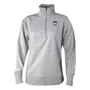 Connecticut Huskies Columbia Women's Birchwood Hills 1/4 Zip Small Heather Cool Grey