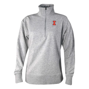 Illinois Fighting Illini Columbia Women's Birchwood Hills 1/4 Zip Small Heather Cool Grey