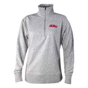 Mississippi Rebels Columbia Women's Birchwood Hills 1/4 Zip Medium Heather Cool Grey