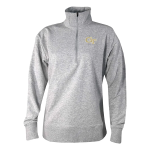 Georgia Tech Yellow Jackets Columbia Women's Birchwood Hills 1/4 Zip 2XLarge Heathered Cool Grey