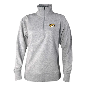 Missouri Tigers Columbia Women's Birchwood Hills 1/4 Zip XLarge Heather Cool Grey
