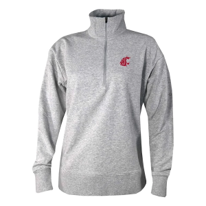 Washington State Cougars Columbia Women's Birchwood Hills 1/4 Zip Small Heather Cool Grey