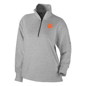 Clemson Tigers Columbia Women's Birchwood Hills 1/4 Zip Large Heathered Cool Grey