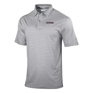 Connecticut Huskies Columbia Golden Hills Alternate Logo Polo Small Cool Grey