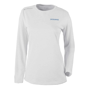 Kansas Jayhawks Columbia Women's Shotgun Verbage Logo T-Shirt Medium White