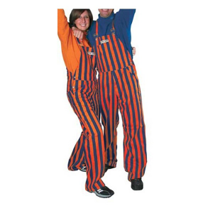 Game Bibs Navy & Orange Striped Overall Bibs