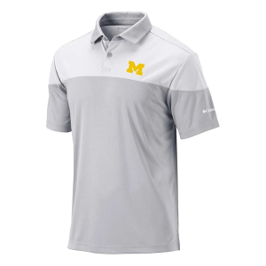 Michigan Wolverines Columbia Best Ball Polo Small Cool Grey
