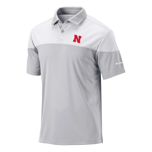 Nebraska Cornhuskers Columbia Best Ball Polo Small Cool Grey