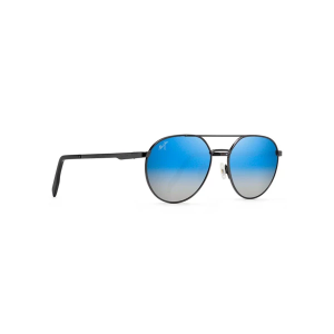 Men's Maui Jim Waterfront Dual Mirror Polarized Sunglasses Dark Gunmetal/Blue To Silver Over Neutral Grey