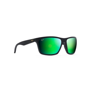Men's Maui Jim Makoa Polarized Sunglasses Matte Black/Maui Green