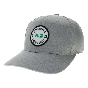 North Dakota Fighting Hawks Legacy Bowler Flexfit Hat S/M Heather Grey