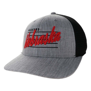 Nebraska Cornhuskers Legacy Scripty Adjustable Hat One Size Grey Heather Black