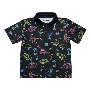 Boys' Tipsy Elves Classic Polo Toddler 3T Neon Dinosaur