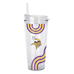 Logo Brands Minnesota Vikings 22oz. Waves Double Wall Clear Tumbler
