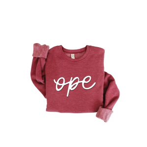 Women's Oat Collective Ope Puff Print Crewneck Sweatshirt XLarge Maroon