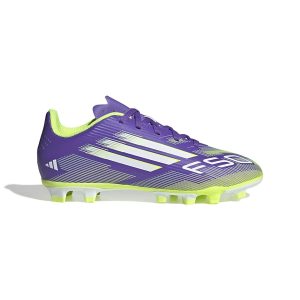 Kids' adidas F50 Club FG/MG Molded Soccer Cleats Little 3 Purple/White/Lemon