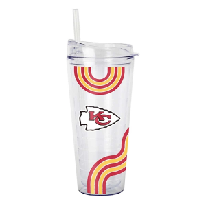 Logo Brands Kansas City Chiefs Waves Double Wall Clear Tumbler