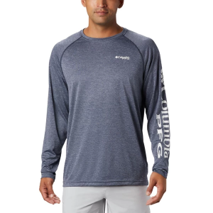 Men's Columbia PFG Terminal Tackle Heather Long Sleeve T-Shirt 2XLarge Collegiate Navy Heather