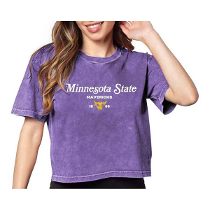 Minnesota State Mavericks Chicka-D Women's Coed Short and Sweet T-Shirt Medium Purple