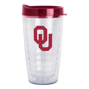 Logo Brands Oklahoma Sooners 16oz. Flipside Double Wall Clear Tumbler