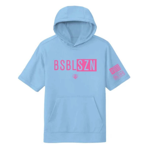 Boys' Baseball Lifestyle BSBL-SZN Short Sleeve Hoodie V2 Baseball Hoodie XLarge Blue/Pink