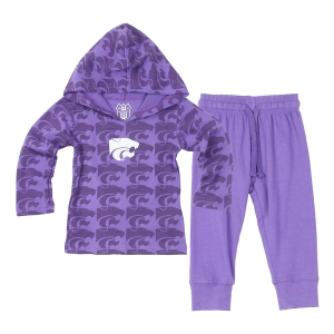 Wes and Willy Baby Kansas State Wildcats All-Over Print Sweatshirt & Sweatpant Set