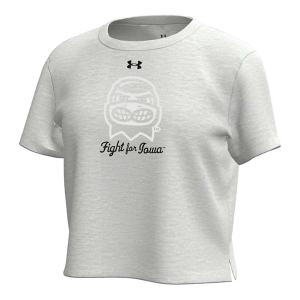 Iowa Hawkeyes Under Armour Girls' Breezy Kids' Crop XLarge Grey Heather
