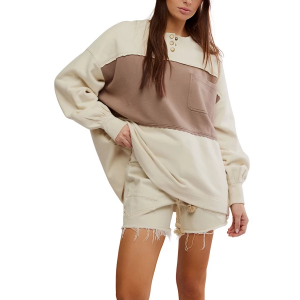 Women's Free People Strawberry Crewneck Sweatshirt Large Summer Sand Combo