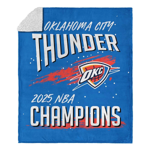 TheNorthwest Oklahoma City Thunder 2025 NBA Champions Silk Touch Sherpa Throw Blanket
