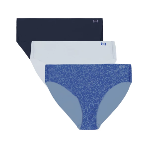 Women's Under Armour Pure Stretch No Show Bikini Underwear Underwear 3 Pack XSmall Washed Navy