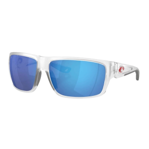 Men's Costa Del Mar Fly Line Polarized Sunglasses Matte Clear/Blue Mirror Polarized Glass