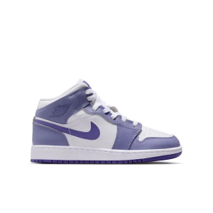 Kids' Air Jordan 1 Mid Sneakers Big 3.5 Regular Dusty Amethyst/Court Purple/White